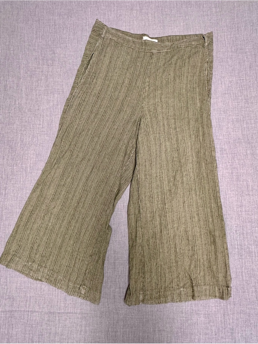 Cloth & Stone by Anthropologie Striped Linen Blend Wide Leg Pants Sage Size L